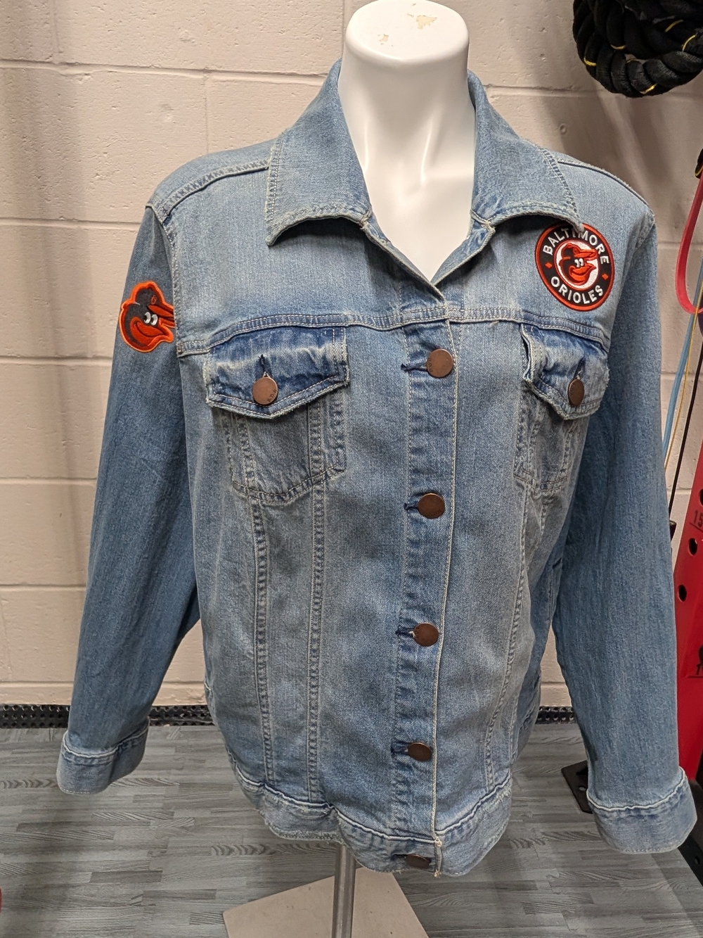 Baltimore Orioles Denim Jacket MLB Jean Coat Women 1X - Picture 2 of 7